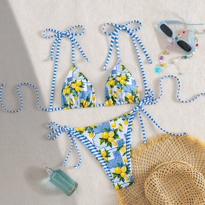 Print Slit Bikini Set