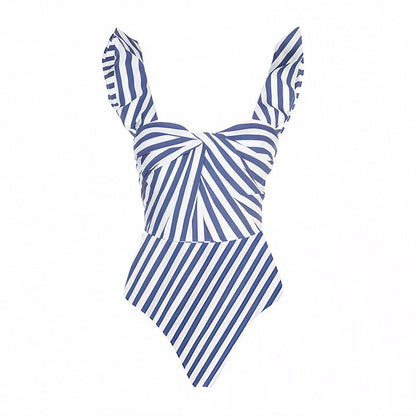 Stripe Print One-Piece Swimsuit