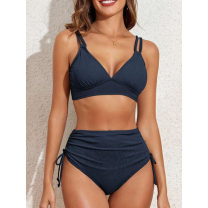 Ribbed Slit Bikini Set