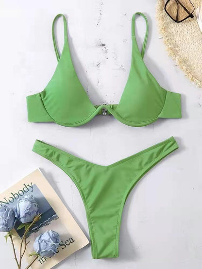 Ruched Slit Bikini Set