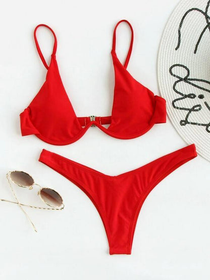 Ruched Slit Bikini Set