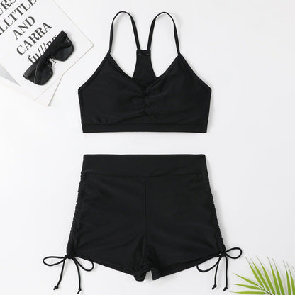 Slit Solid Bikini Set