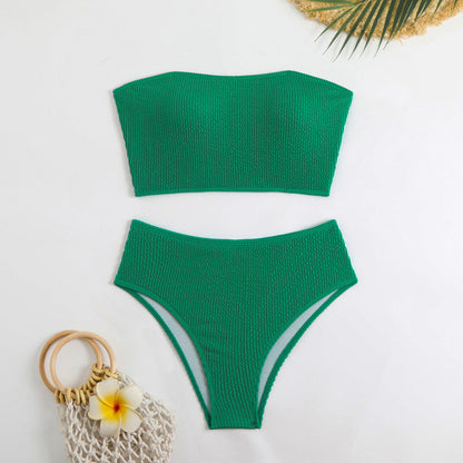 Slit Solid Bikini Set
