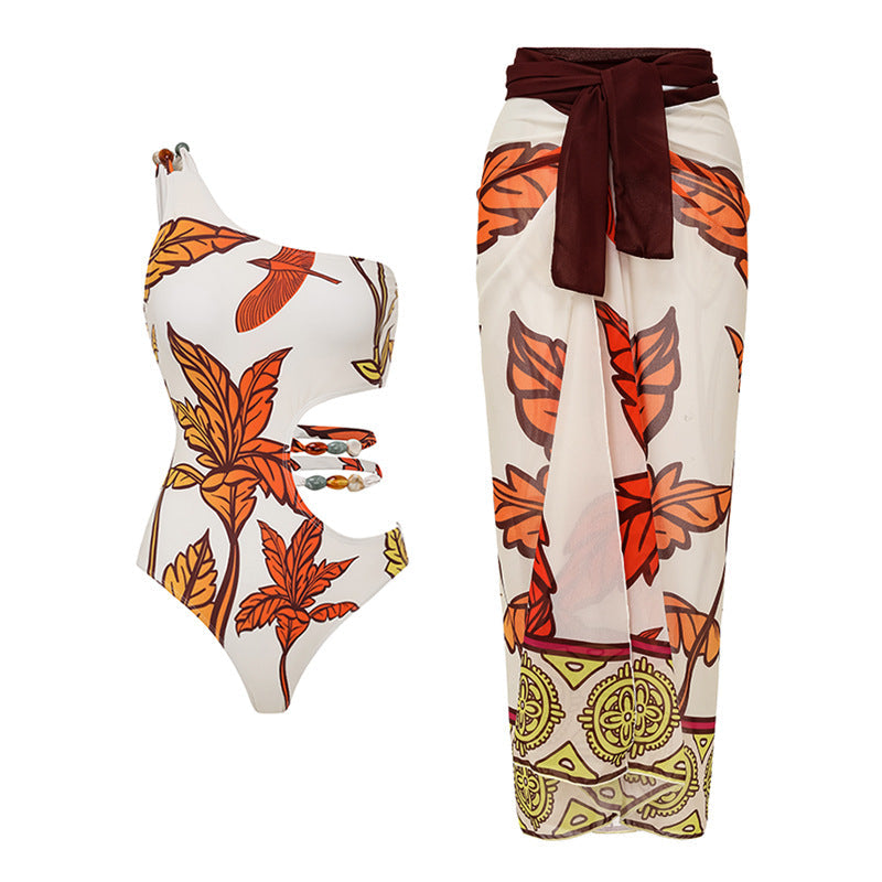 Print Halterneck One-Piece Swimsuit