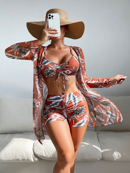 Triple Slit One-Piece Swimsuit