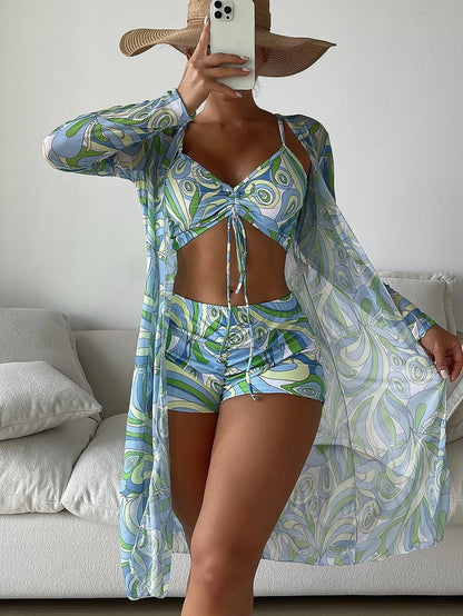 Triple Slit One-Piece Swimsuit