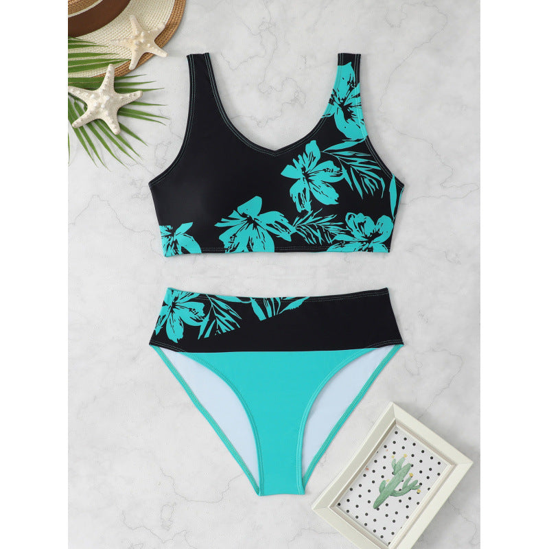 Print Slit Bikini Set
