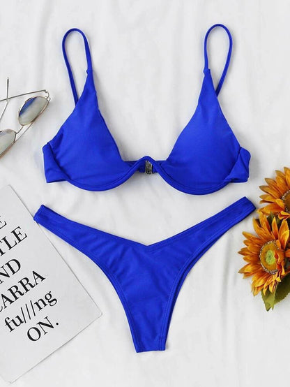 Ruched Slit Bikini Set