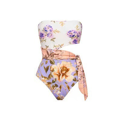 Print Bandeau One-Piece Swimsuit