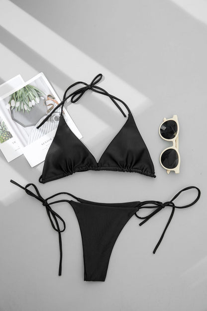 Slip Halter Bikini Set