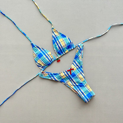 Print Slit Bikini Set