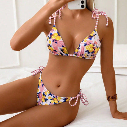 Print Slit Bikini Set