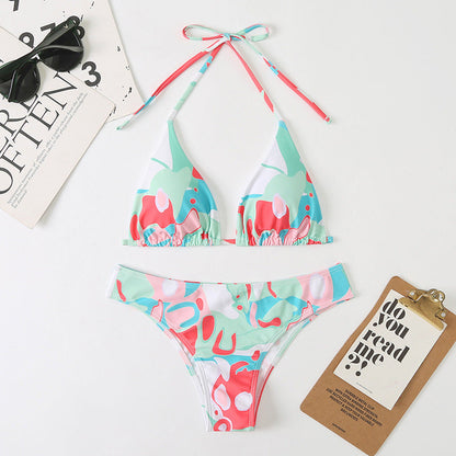 Slit Digital Print One-Piece Swimsuit