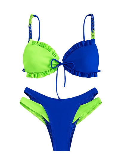 Slit Colorblock One-Piece Swimsuit