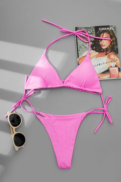 Slip Halter Bikini Set