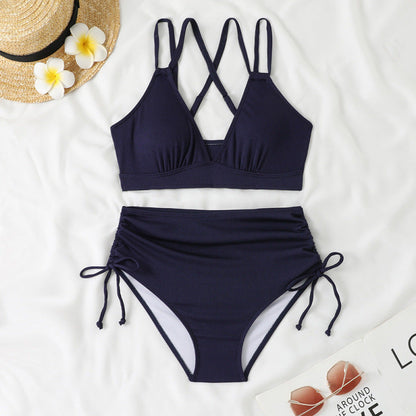 Ribbed Slit Bikini Set