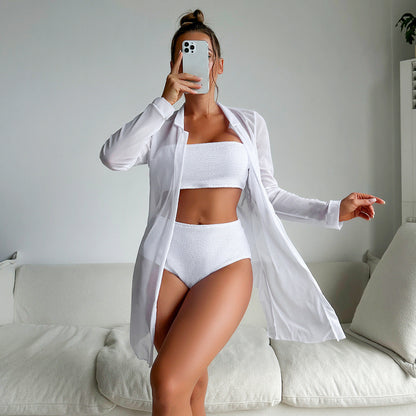 Slit Solid Bikini Set