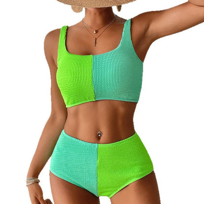 Slit Solid Bikini Set