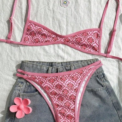 Print Slit Bikini Set