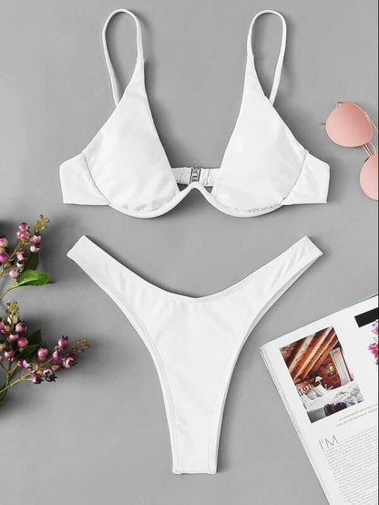 Ruched Slit Bikini Set