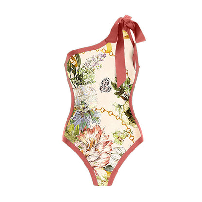 Retro One-Shoulder Bikini Set