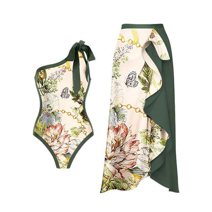 Retro One-Shoulder Bikini Set
