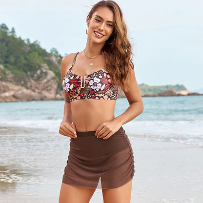 Slit Print Bikini Set