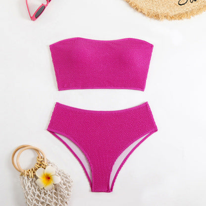Slit Solid Bikini Set