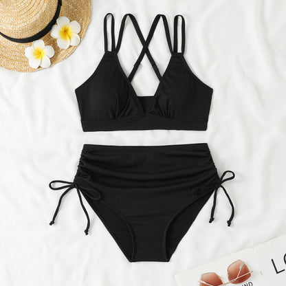 Ribbed Slit Bikini Set