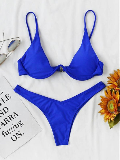 Ruched Slit Bikini Set