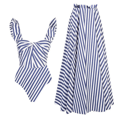 Stripe Print One-Piece Swimsuit