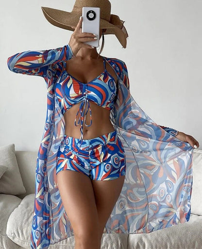 Triple Slit One-Piece Swimsuit