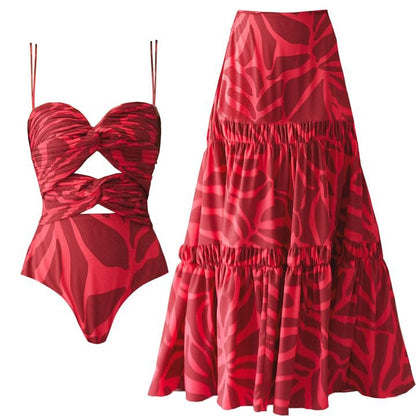 Print Cutout One-Piece Swimsuit