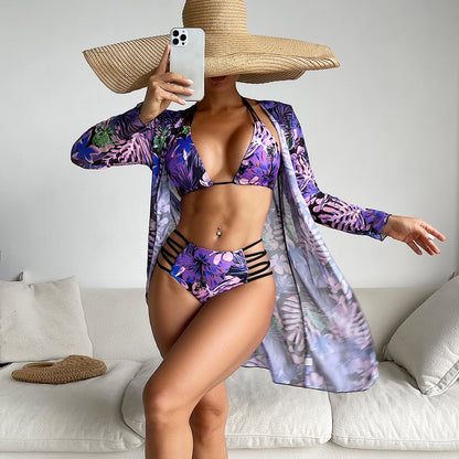 Slit Three-Way One-Piece Swimsuit