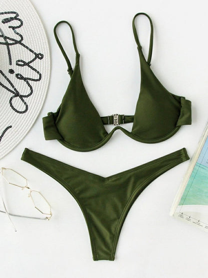 Ruched Slit Bikini Set