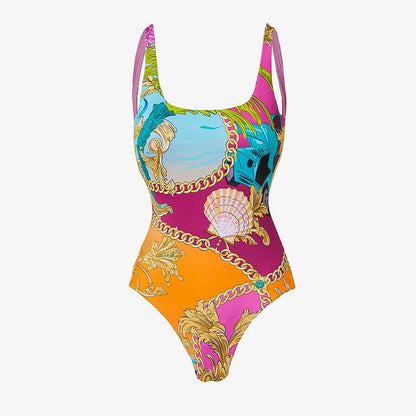 Print Colorblock One-Piece Swimsuit