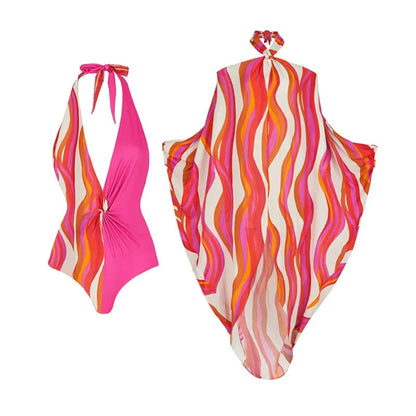 Striped Beach One-Piece Swimsuit