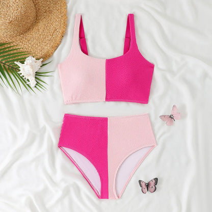 Slit Solid Bikini Set