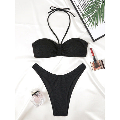 Slit Solid Bikini Set