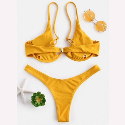 Ruched Slit Bikini Set