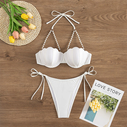 White Halter Bikini Set