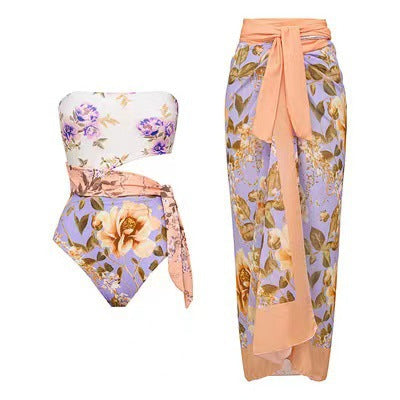 Print Bandeau One-Piece Swimsuit