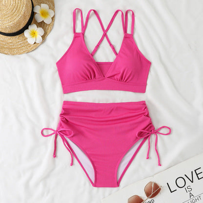 Ribbed Slit Bikini Set