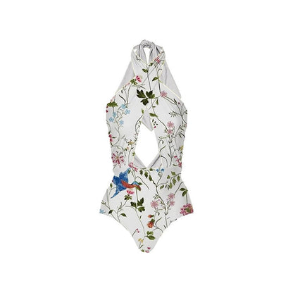 Print Mesh One-Piece Swimsuit
