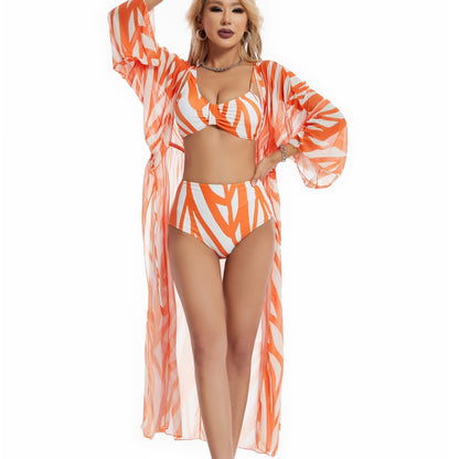 Triple Slit One-Piece Swimsuit