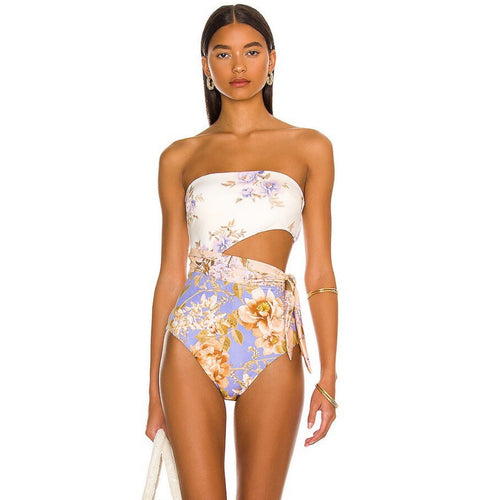 Print Bandeau One-Piece Swimsuit