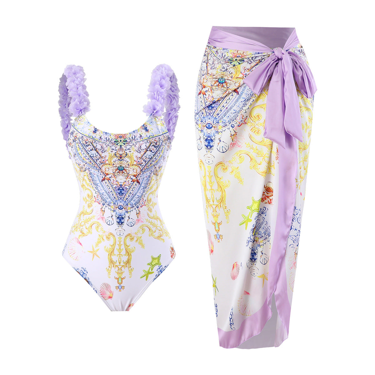 Print Skirted One-Piece Swimsuit