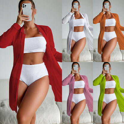 Slit Solid Bikini Set