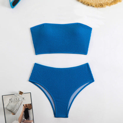 Slit Solid Bikini Set
