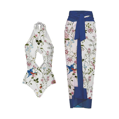 Print Mesh One-Piece Swimsuit